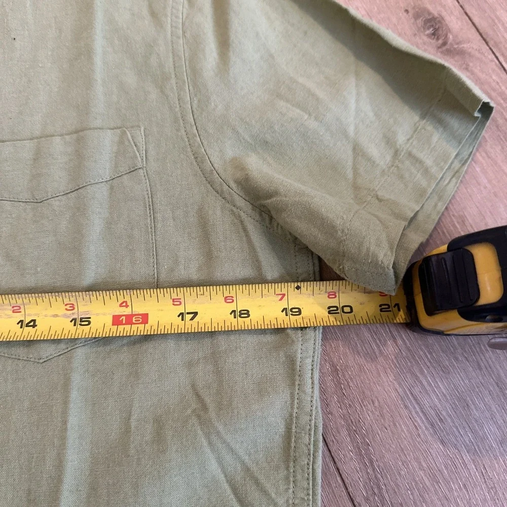 Levi's Linen Blend SS Lightweight Shirt Pocket Green Small Travel‎ Beach NEW